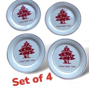 Molly Hatch Christmas Tree Plates 8.5 Inch Holiday Salad Dessert SET OF 4